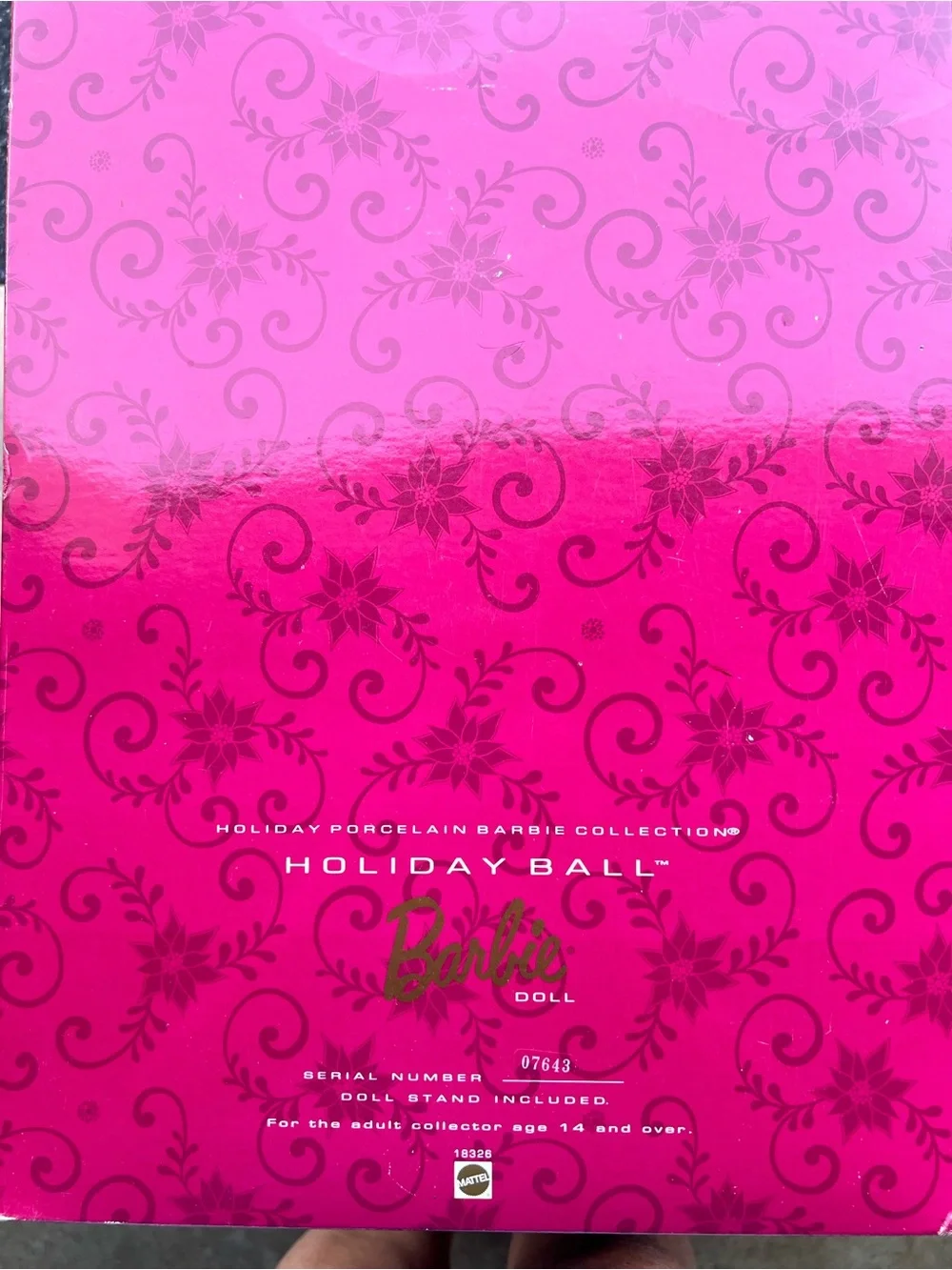 1997 Barbie Pink and Gold Holiday Box Art with stand new in original box